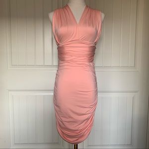 Pink Ruched Multi-Wear Bodycon Dress Size S